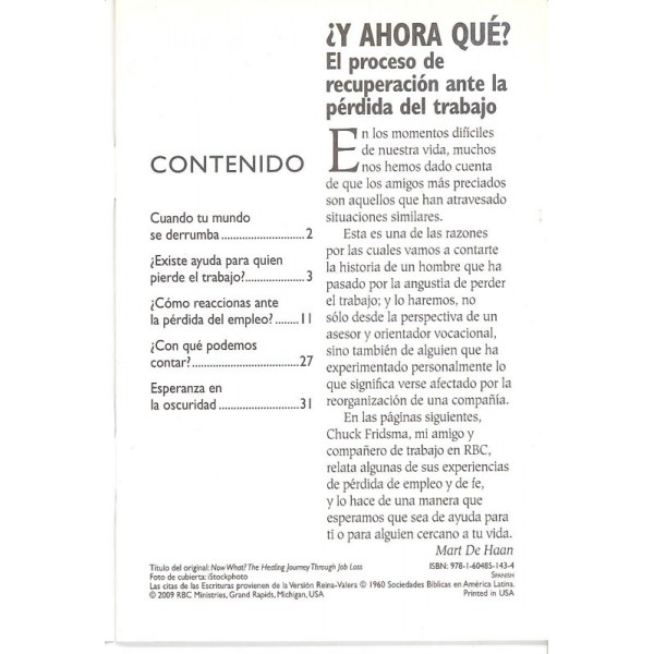 Y Ahora Que? Recuperacion/Trabajo