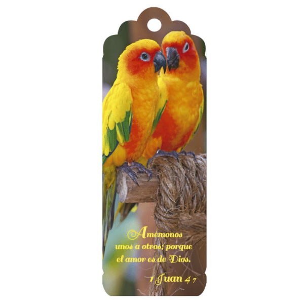 Separador 3d cotorritos amarillos 1 Juan 4:7