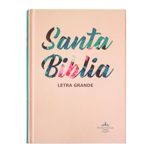 Biblia mediana aloha flores letra grande RVR60 - Verde y rosa - Tapa dura
