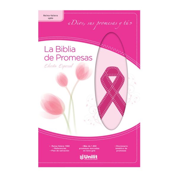 Biblia de promesas RVR60 - Edición cáncer de mama - Fucsia y rosa
