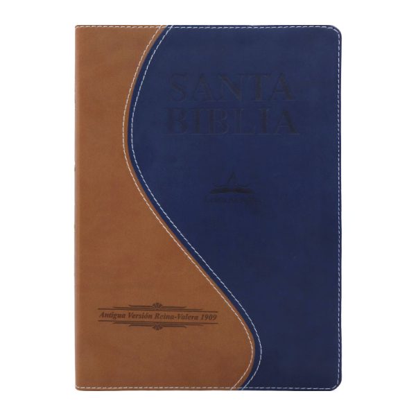 Biblia grande letra gigante RVR09 – Marrón y azul obscuro