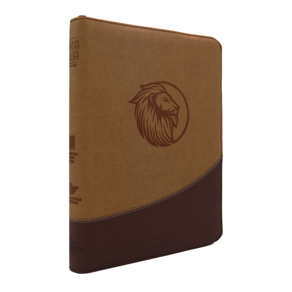 Biblia letra gigante león con QR RVR60 – Beige y café – Índice – Cierre - Image 3