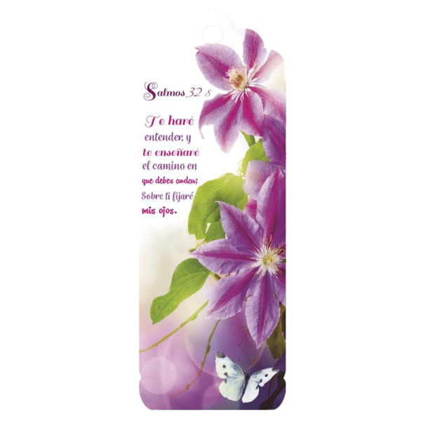 Separador 3d flores moradas Salmos 32:8