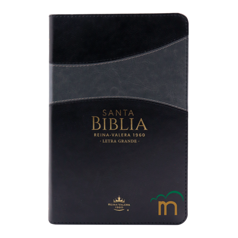 Biblia manual letra grande RVR60 - Negro y gris - Cierre