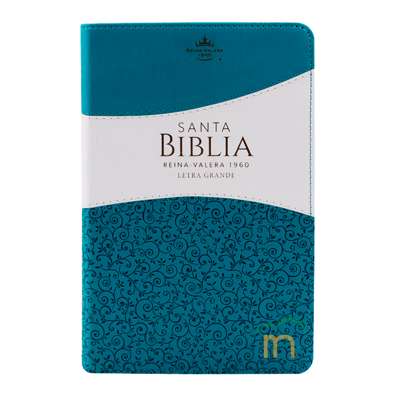 Biblia manual letra grande RVR60 - Turquesa y blanco - Cierre