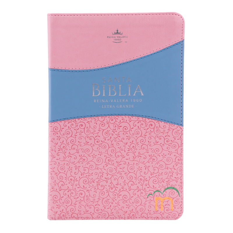 Biblia manual letra grande RVR60 - Rosa y azul - Cierre