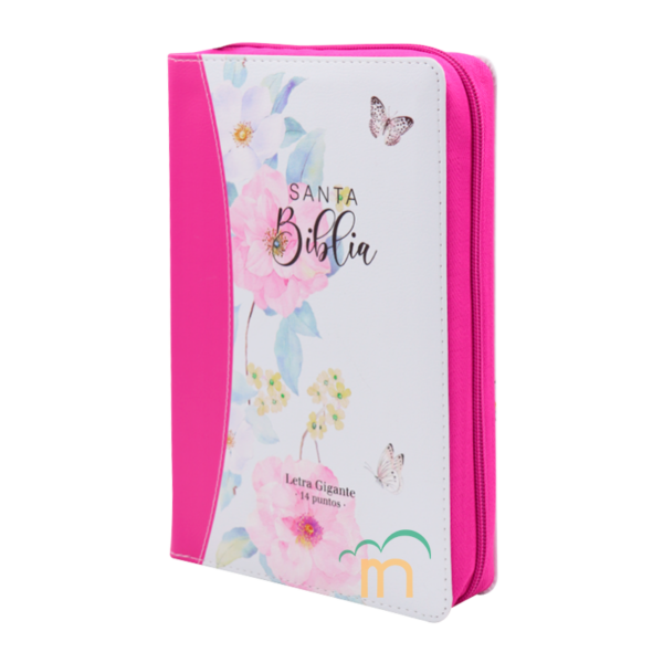 Biblia manual letra gigante RVR60 - Flores rosas - Cierre - Image 2