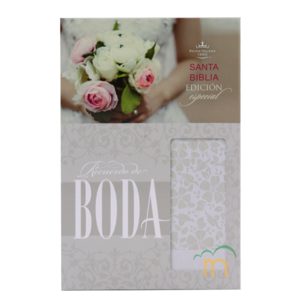 Biblia Holman recuerdo de boda RVR60 - Blanco floral