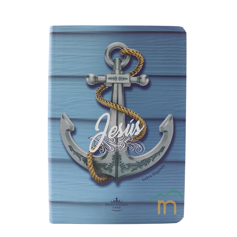 Biblia mediana letra gigante RVR60 - Azul claro ancla