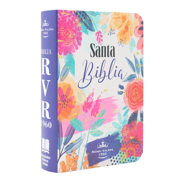 Biblia mini bolsillo semiflexible RVR60 - Flores morado - Image 3
