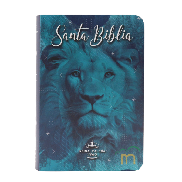 Biblia mini bolsillo semiflexible RVR60 - León azul