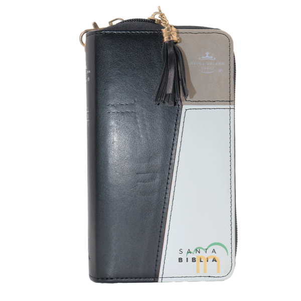 Biblia chequera RVR60 - Contempo tricolor negro - Cierre - Índice