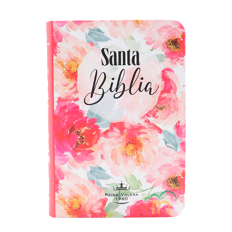 Biblia mini bolsillo semiflexible RVR60 - Flores rosa