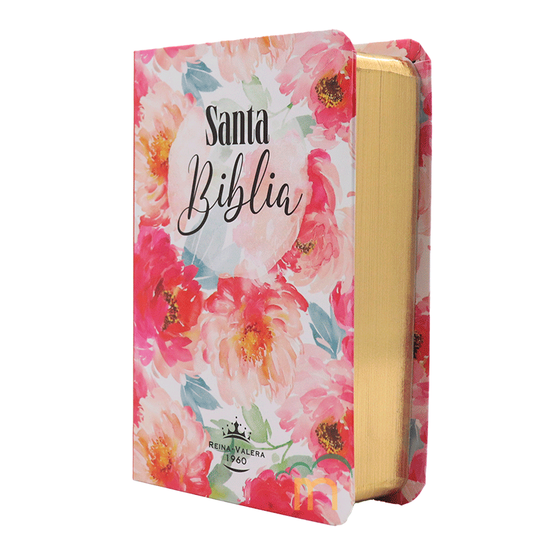 Biblia mini bolsillo semiflexible RVR60 - Flores rosa - Image 2