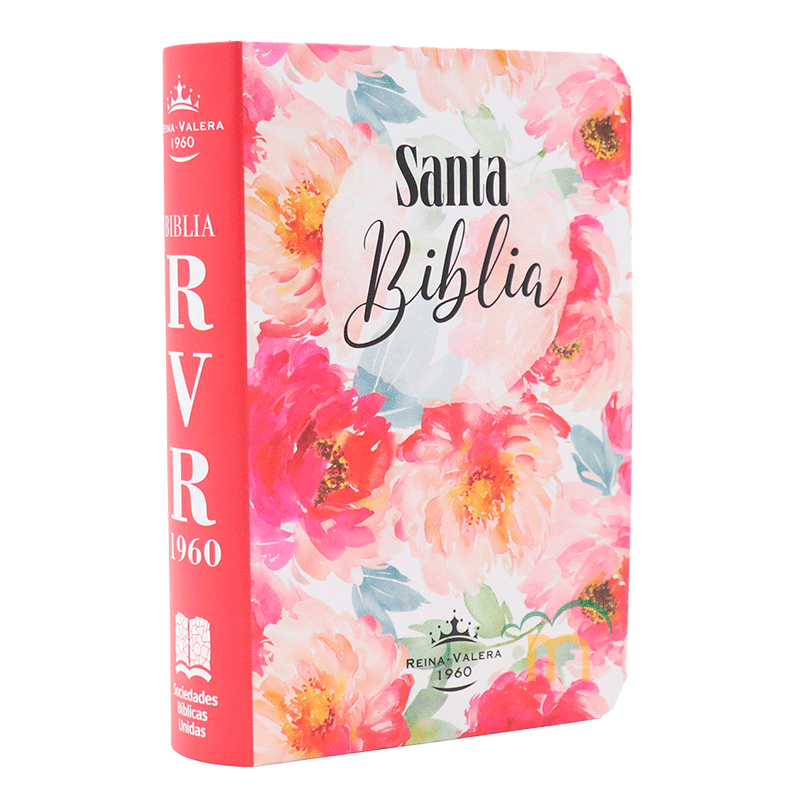 Biblia mini bolsillo semiflexible RVR60 - Flores rosa - Image 3