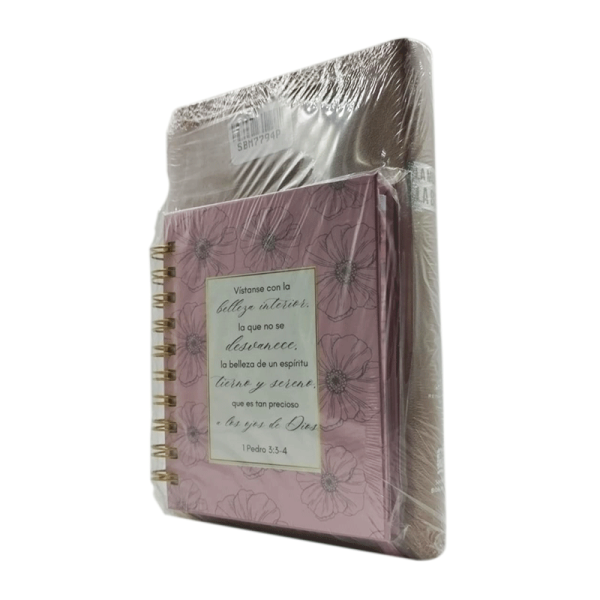 Paquete La mujer en la Biblia letra grande RVR60 - Rosa oro - Incluye libreta - Image 6