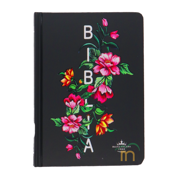 Biblia chica RVR60 - Negro con flores - Tapa dura