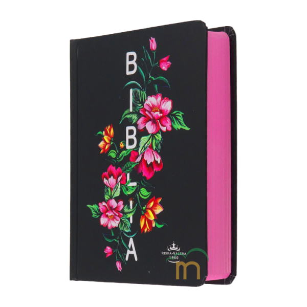 Biblia chica RVR60 - Negro con flores - Tapa dura - Image 2