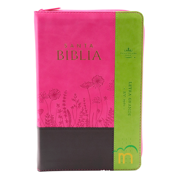 Biblia manual letra grande RVR60 - Inspiración Flores Marrón Fucsia Lima - Cierre – Índice