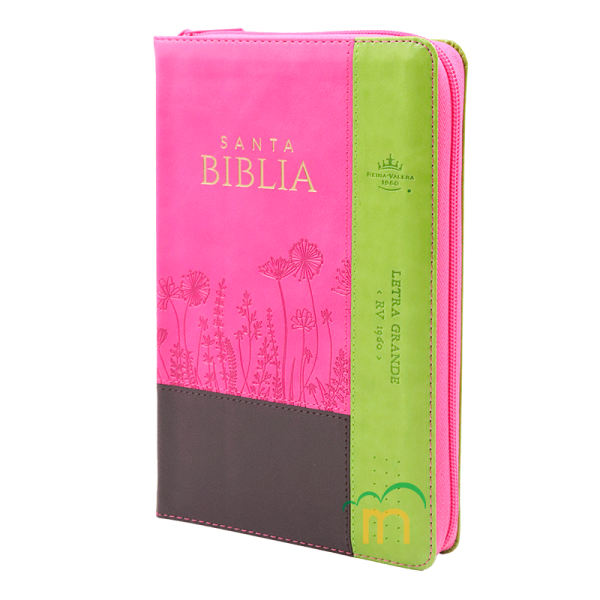 Biblia manual letra grande RVR60 - Inspiración Flores Marrón Fucsia Lima - Cierre – Índice - Image 2