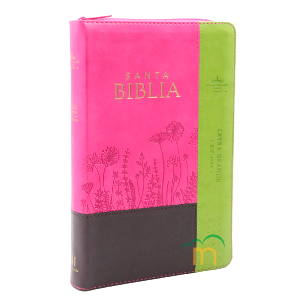 Biblia manual letra grande RVR60 - Inspiración Flores Marrón Fucsia Lima - Cierre – Índice - Image 3
