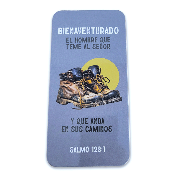 Caja Metálica con Llavero, Bolígrafo, y Tarjeta: Bieaventurado el hombre - Salmos 128:1