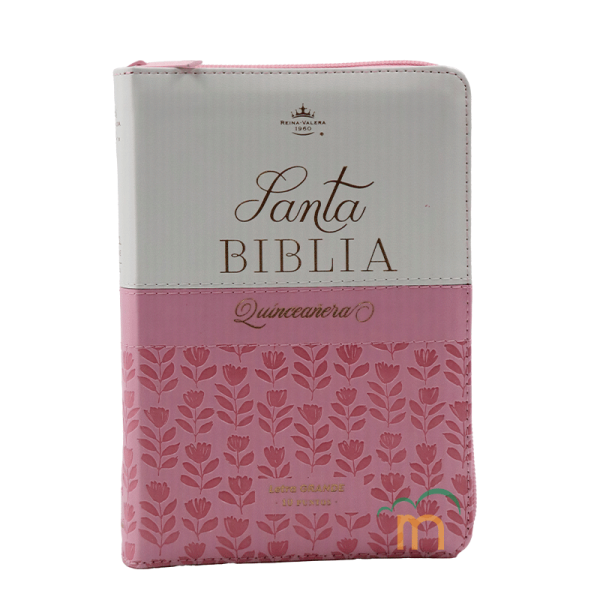 Biblia quinceañera RVR60 - Rosa blanco - Cierre - Índice