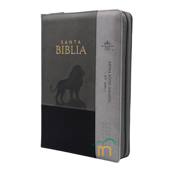 Biblia inspiración león letra súpergigante RVR60 - Negro gris - Cierre - Índice - Image 2