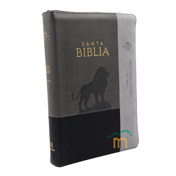 Biblia inspiración león letra súpergigante RVR60 - Negro gris - Cierre - Índice - Image 3