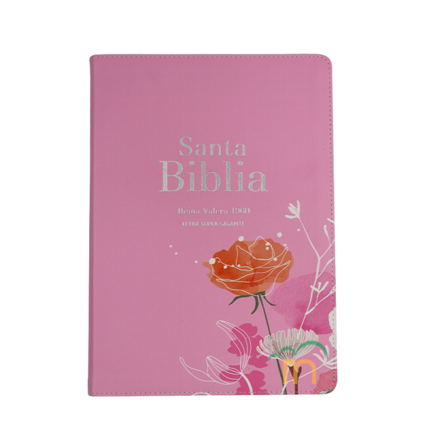 Biblia grande letra súper gigante Rosa RVR60 - Símil Piel