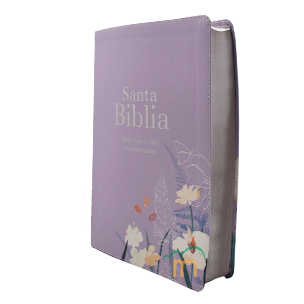 Biblia grande letra súper gigante Lavanda RVR60 - Símil Piel - Image 2