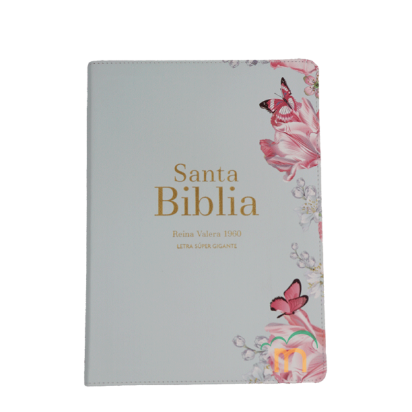 Biblia grande letra súper gigante Menta Claro RVR60 - Símil Piel