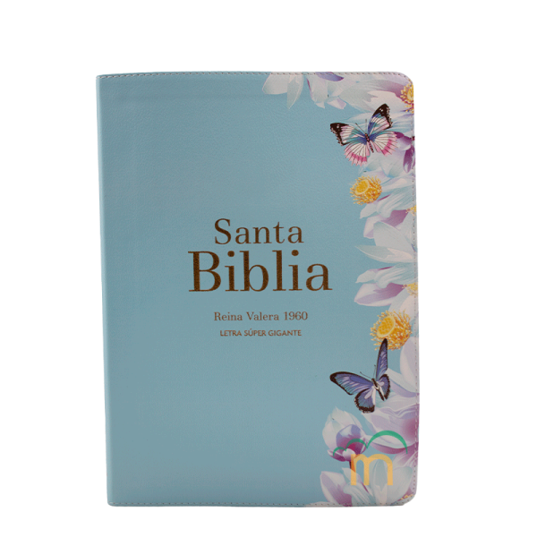 Biblia grande letra súper gigante Azul Claro RVR60 - Símil Piel