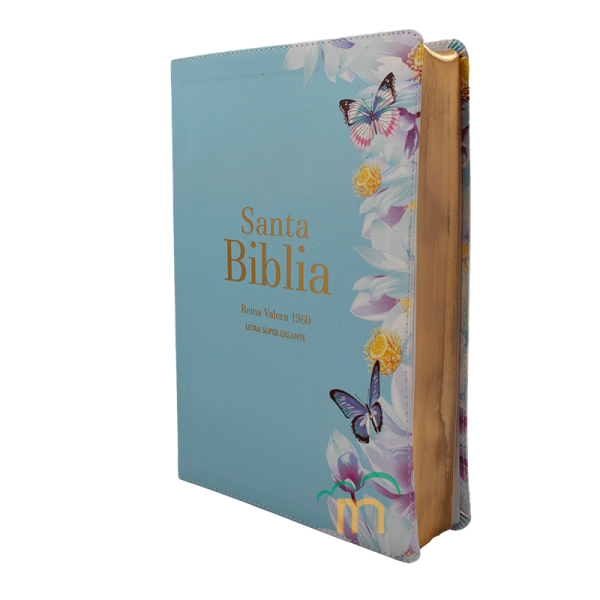 Biblia grande letra súper gigante Azul Claro RVR60 - Símil Piel - Image 2