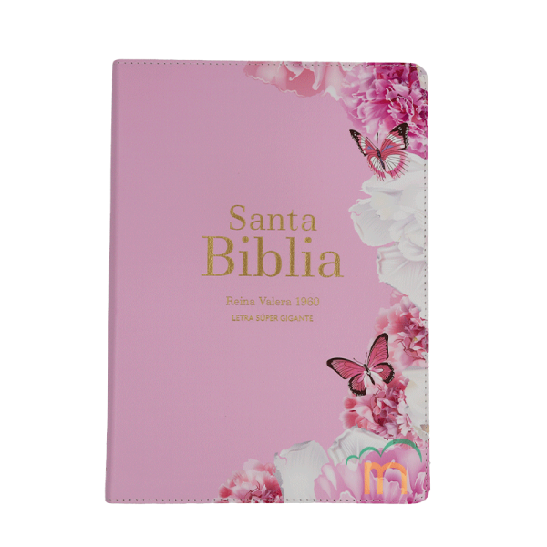 Biblia grande letra súper gigante Rosa Claro RVR60 - Símil Piel