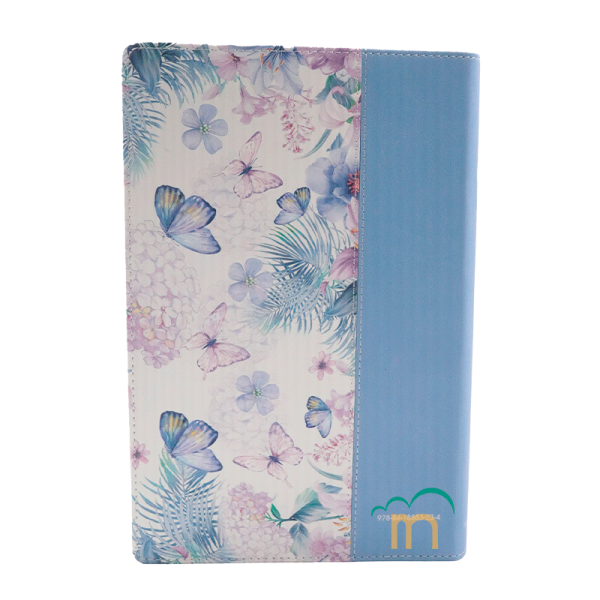 Biblia Tamaño Manual RVR60 - Letra Grande - Símil Piel - Mariposas Azul Claro - Image 4