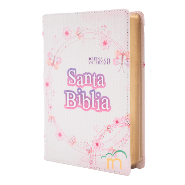 Biblia Compacta Juvenil RVR60 - Símil Piel - Mariposa Rosa Palo