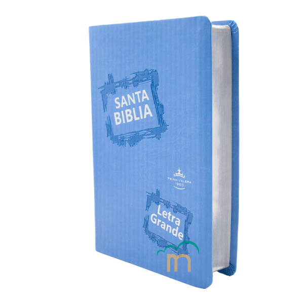 Biblia Mediana RVR60 - Letra Grande - Imitación Piel Celeste