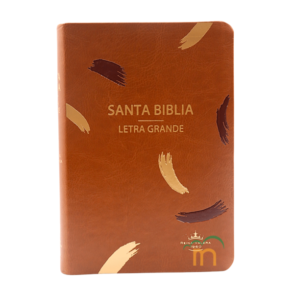 Biblia mediana letra grande RVR60 - Imitación Piel - Café líneas