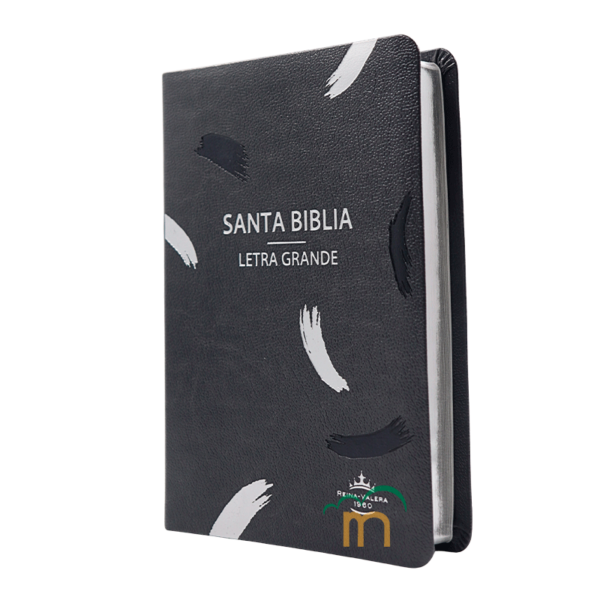 Biblia mediana letra grande RVR60 - Imitación Piel - Gris líneas - Image 2