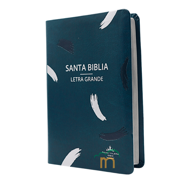 Biblia mediana letra grande RVR60 - Imitación Piel - Turquesa líneas - Image 2