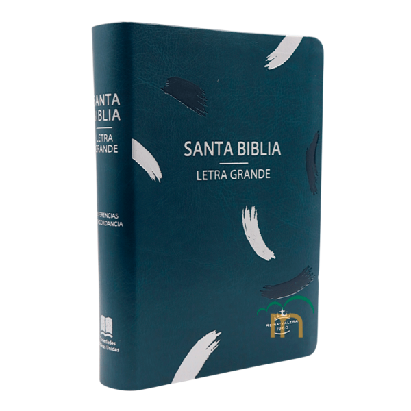 Biblia mediana letra grande RVR60 - Imitación Piel - Turquesa líneas - Image 3