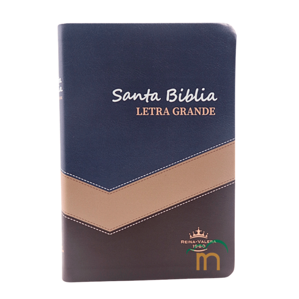 Biblia mediana letra grande RVR60 - Imitación Piel - Azul beige