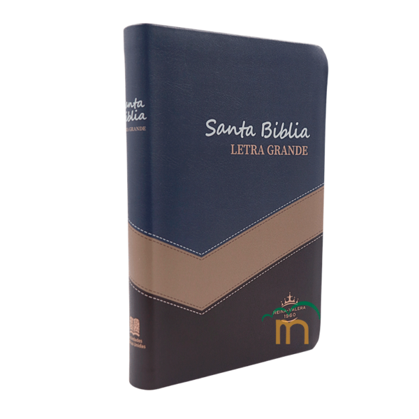 Biblia mediana letra grande RVR60 - Imitación Piel - Azul beige - Image 3