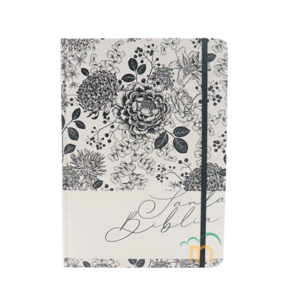 Biblia de apuntes RVR60 - Blanco negro flores - Tapa dura