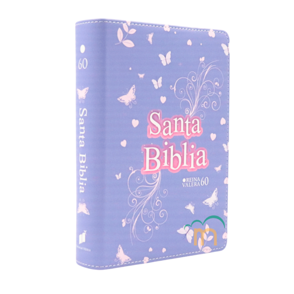 Biblia Compacta Mariposas Lila Claro RVR60 - Imitación Piel - Image 3