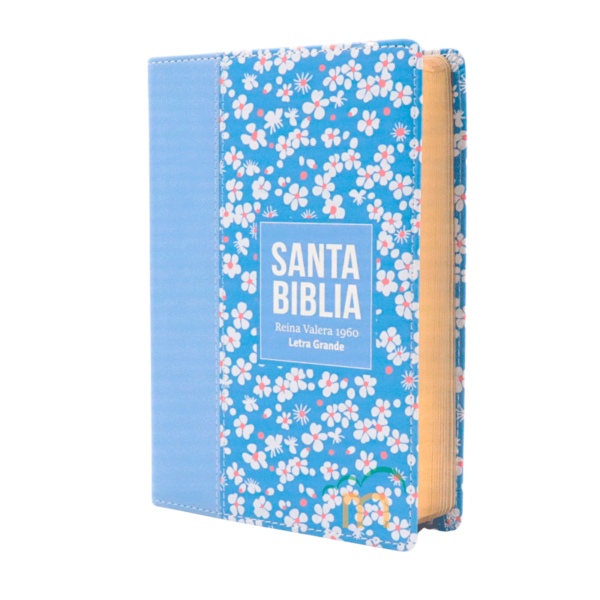 Biblia Compacta Flores Azul Claro RVR60 - Imitación Piel - Image 2
