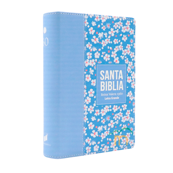 Biblia Compacta Flores Azul Claro RVR60 - Imitación Piel - Image 3