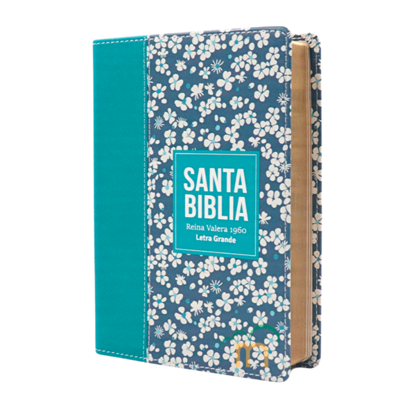 Biblia Compacta Flores Verde Azulado RVR60 - Imitación Piel - Image 2