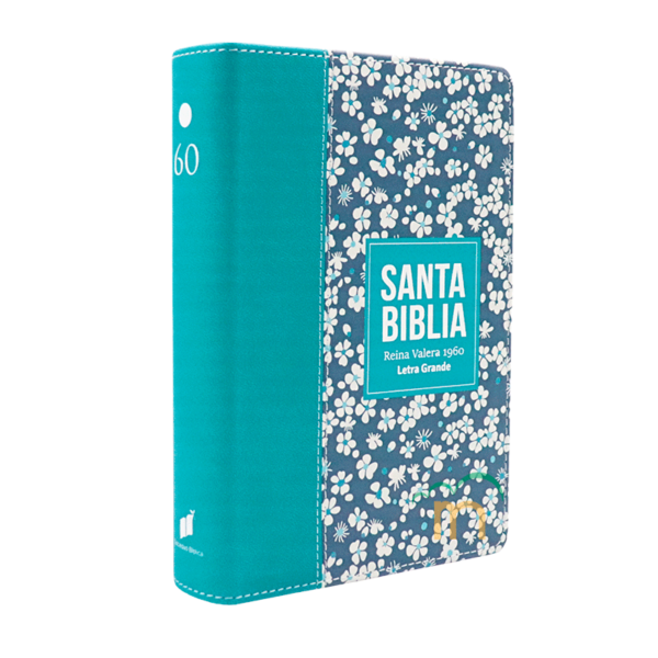 Biblia Compacta Flores Verde Azulado RVR60 - Imitación Piel - Image 3